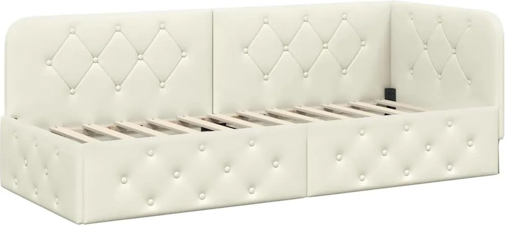 vidaXL Sarokágy keret fejtámlával Krém 80 x 200 cm Bársony