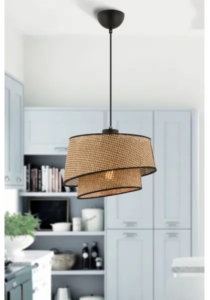 Kábeles függőlámpa BARETTE 1xE27/60W/230V barna/fekete