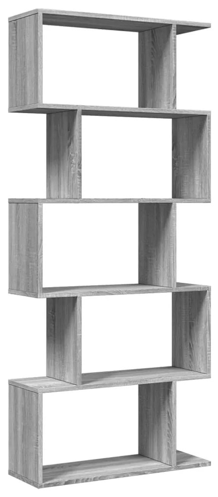 5 szintes szürke sonoma fa elválasztó könyvespolc 70x24x161 cm