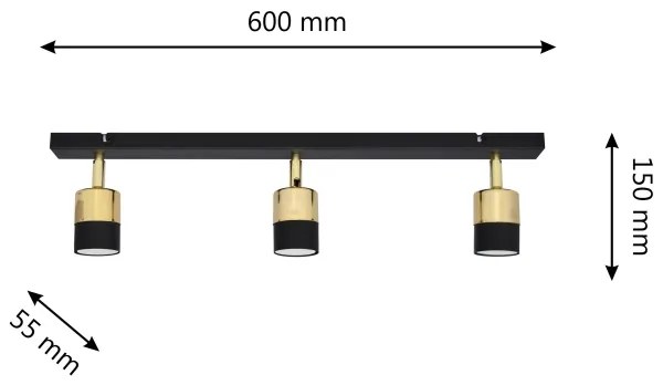 LED Spotlámpa TUBSSON 3xGU10/4,8W/230V fekete/arany