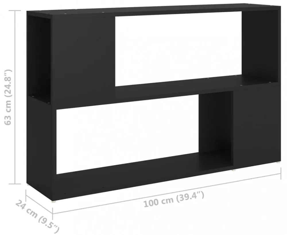 fekete szerelt fa könyvszekrény 100 x 24 x 63 cm