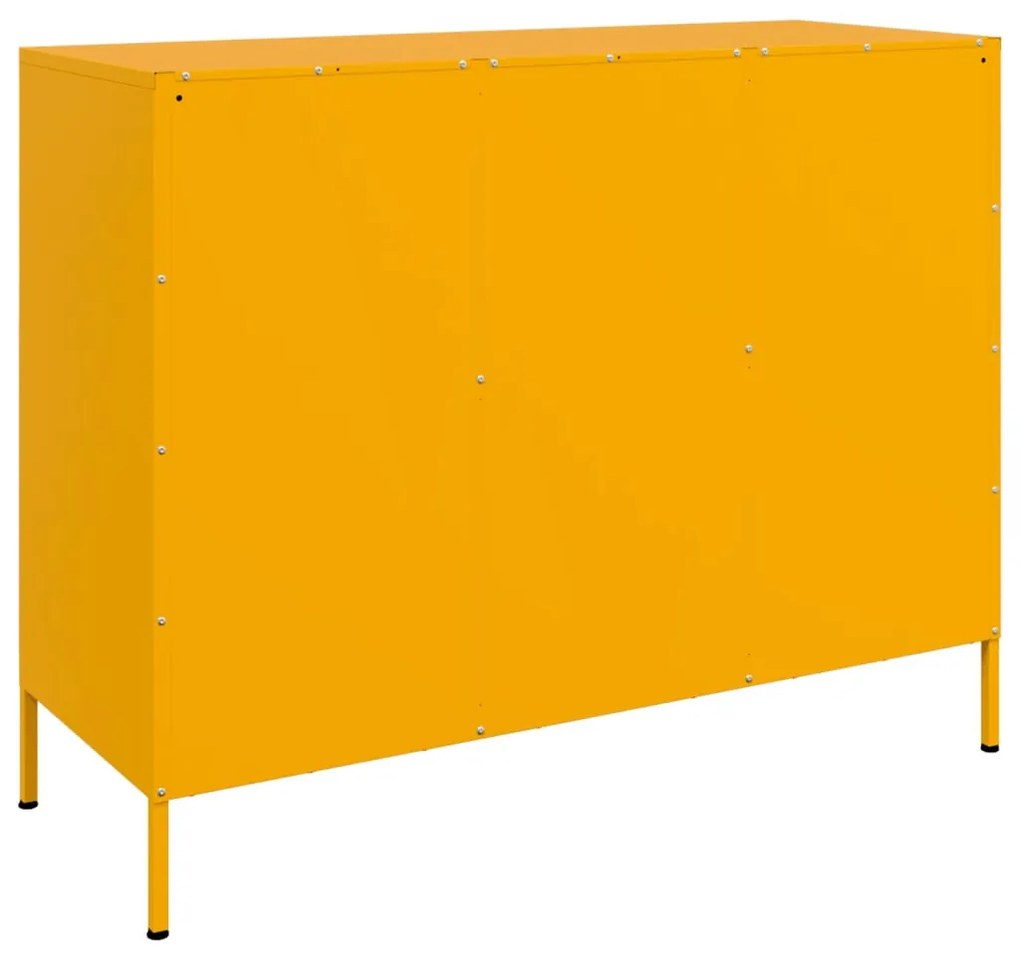 mustársárga acél tálalószekrény 100,5 x 39 x 79 cm