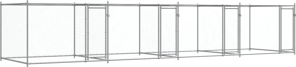 vidaXL szürke horganyzott acél kutyaketrec ajtókkal 8 x 2 x 1,5 m