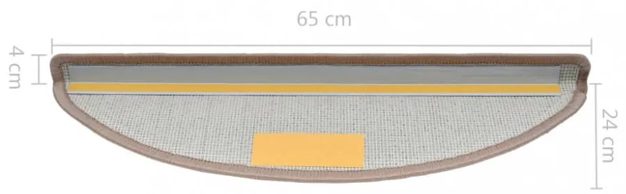 10 db világosbarna lépcsőszőnyeg 65x24x4 cm