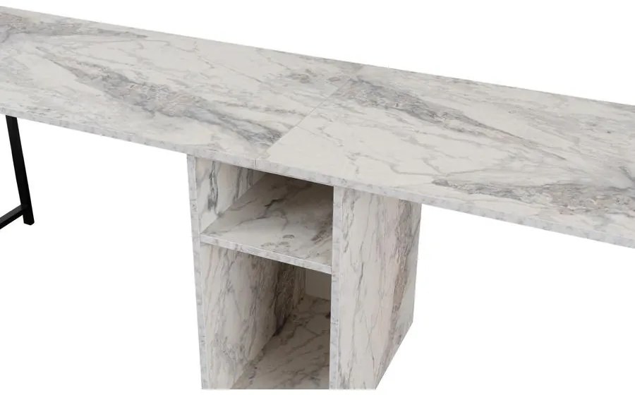 Íróasztal Twin Study Desk - Freesia Marble, Fekete
