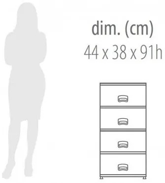 Aldotrade RETRO NEW komód 4 fiókkal, szürke