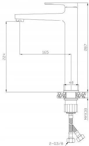 Invena Midnight, magas mosdócsaptelep, fekete-rózsa arany, BU-35-W14-V