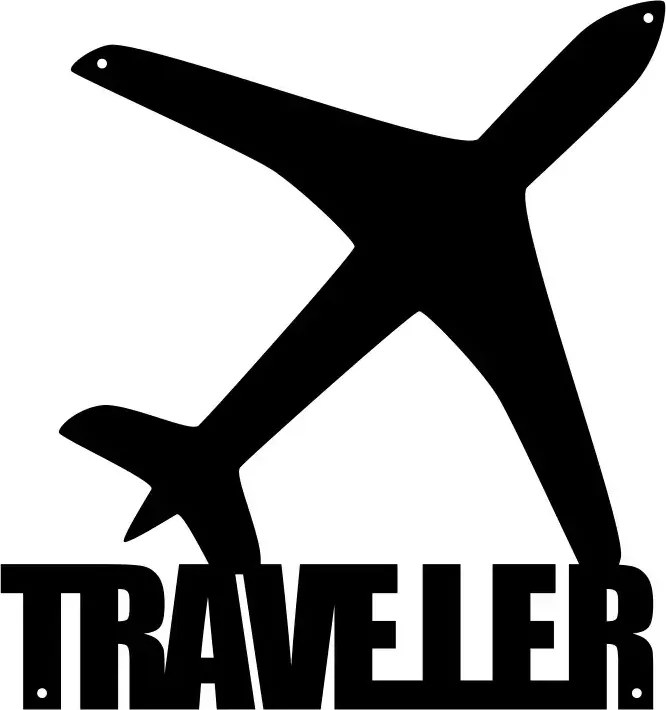 Fém Dekor Fekete Acél gr. 2mm Falikép Repülőgép Utazó