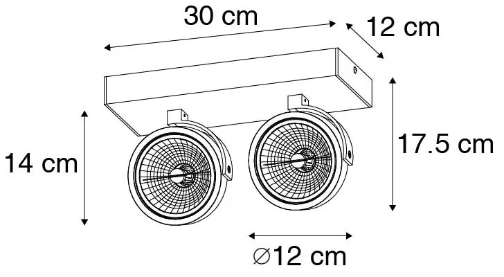 Design mennyezeti spotlámpa fehér állítható 2-lámpás - Go
