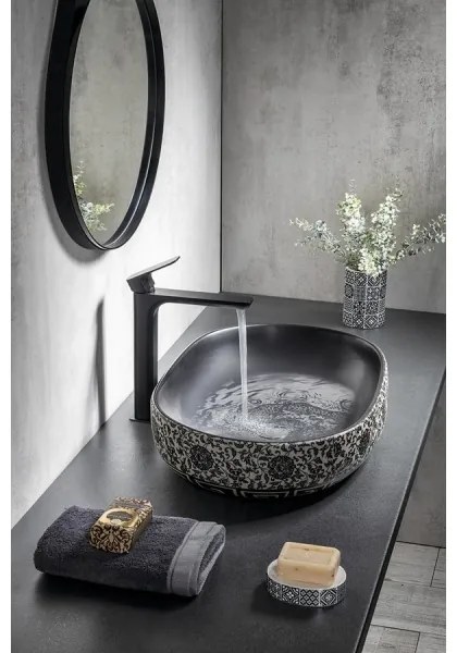 Sapho - PRIORI ráültethető mosdó 60x40 cm kerámia/fekete/kék