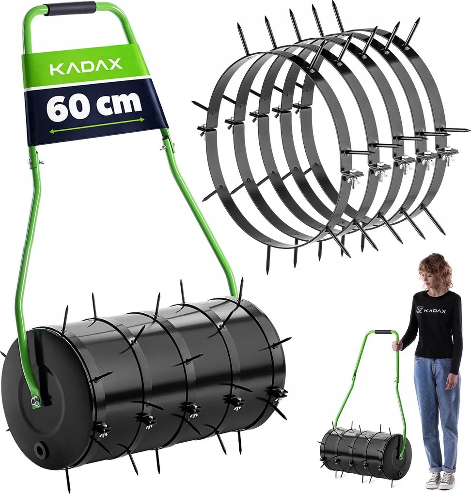 Fűhenger Gyepszőnyeg Tüskékkel Kerti Gyepszőnyeg 60cm Fém Habverő 48L