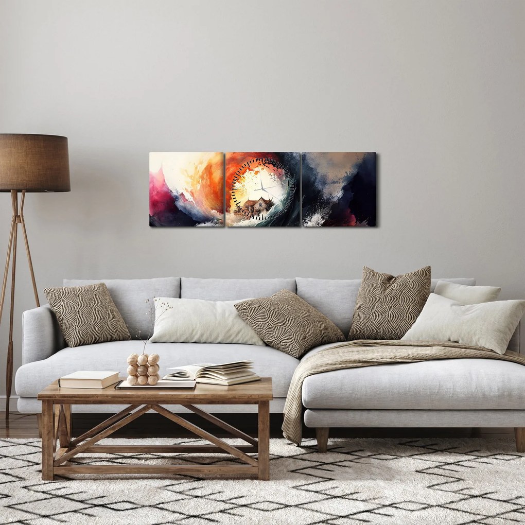Kép - Az árvíz örvényében, akvarell (órával) (90x30 cm)