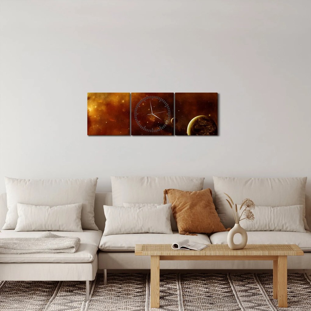 Kép - Bolygók köddel (órával) (90x30 cm)