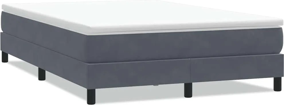 vidaXL sötétszürke bársony rugós ágy matrac nélkül 140x210 cm