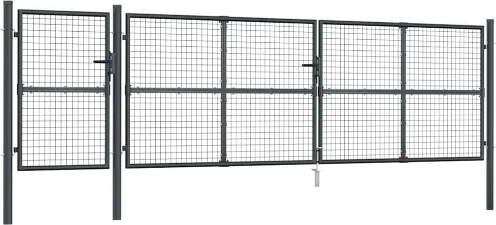 vidaXL antracit színű horganyzott acél hálós kerti kapu 500 x 125 cm