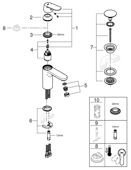 GROHE 23926000 - Mosdócsaptelep DN 15, M méret, fényes króm