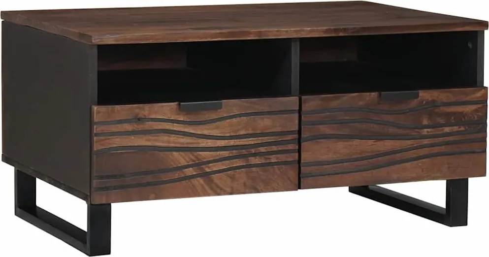 vidaXL Dohányzóasztal Barna és fekete 80 x 54 x 40 cm Tömör akácfa