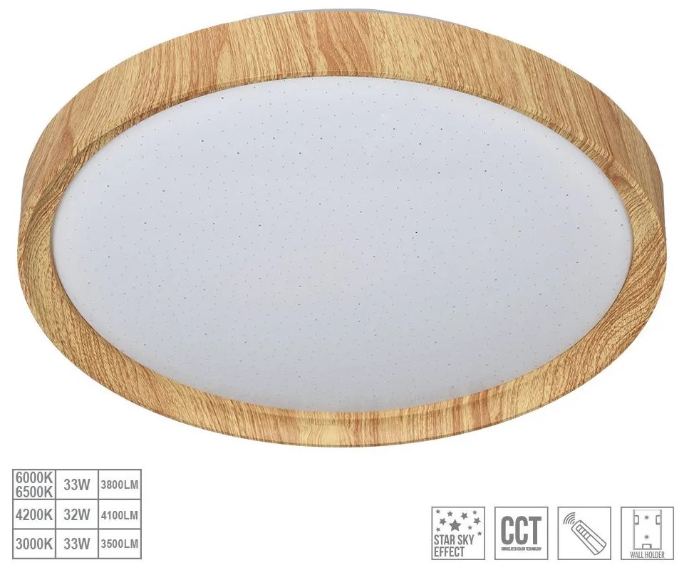 PREZENT 71330 WOODEN Ufo Lámpa Fehér, Világos Fa LED IP20