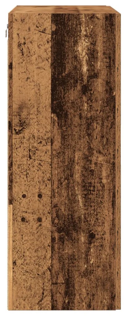 Falra Szerelhető Szekrény Üvegajtókkal - Régi Fa - 69.5x34x90 cm