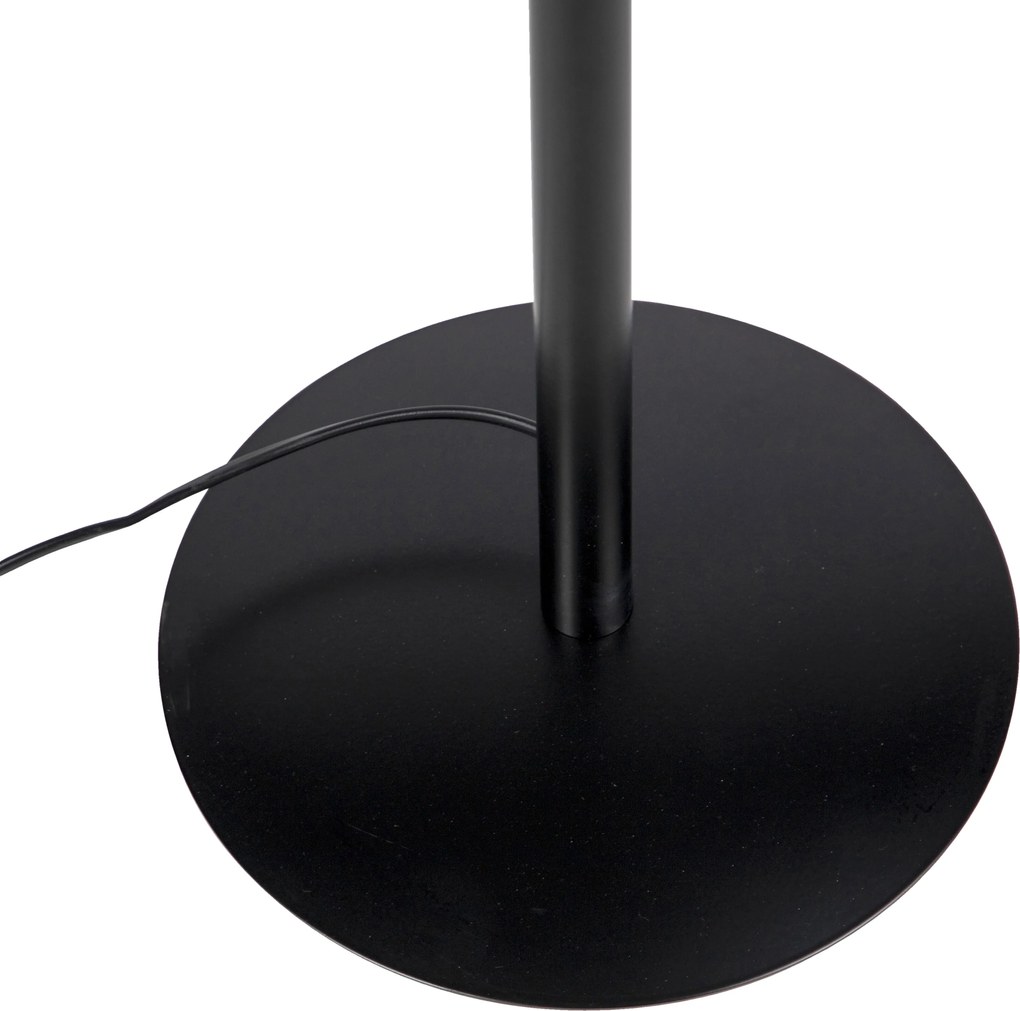 Fekete állólámpa lenvászon búrával sötétszürke 45 cm - Simplo