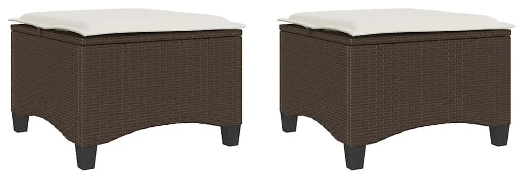 2 db barna polirattan kerti székek párnákkal 55x55x36 cm
