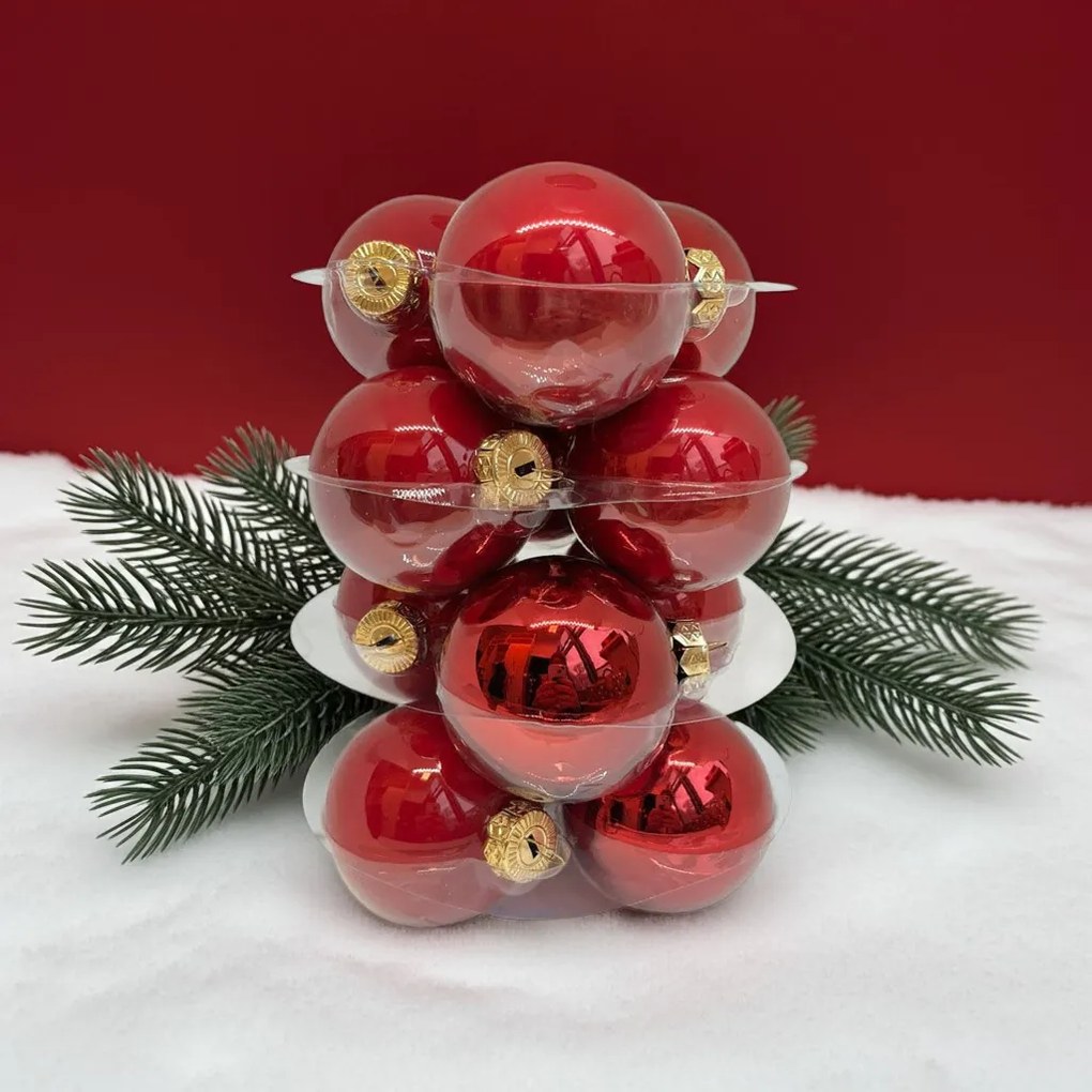Red üveg karácsonyi gömb szett piros 12*6cm