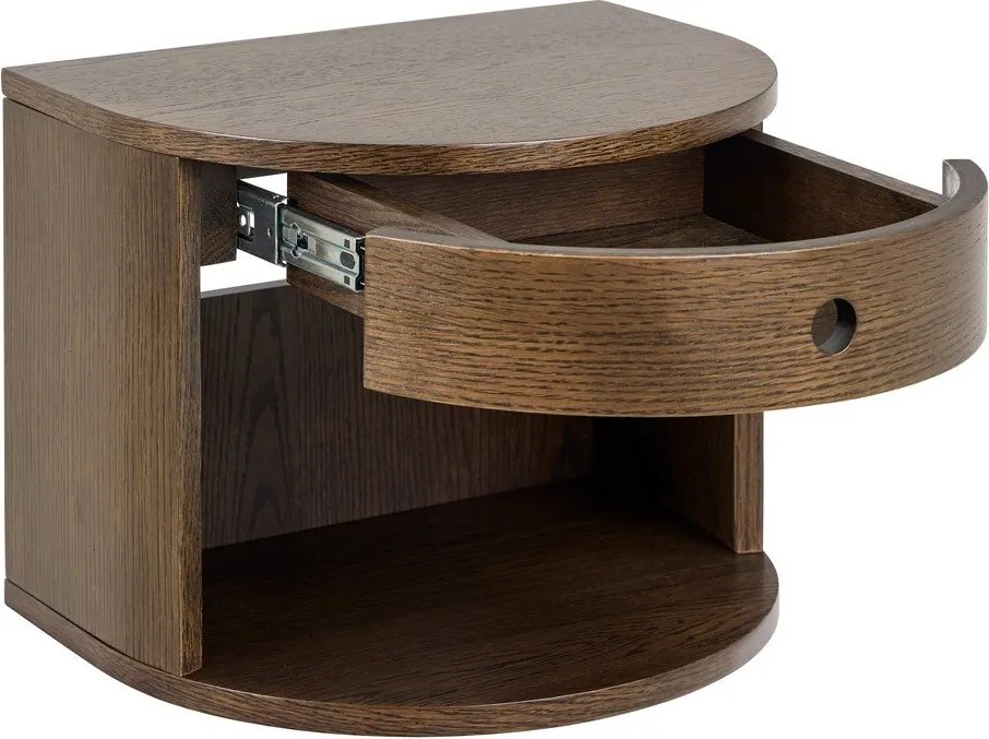 Sötét natúr színű éjjeliszekrény tölgyfa dekorral Paron – Actona