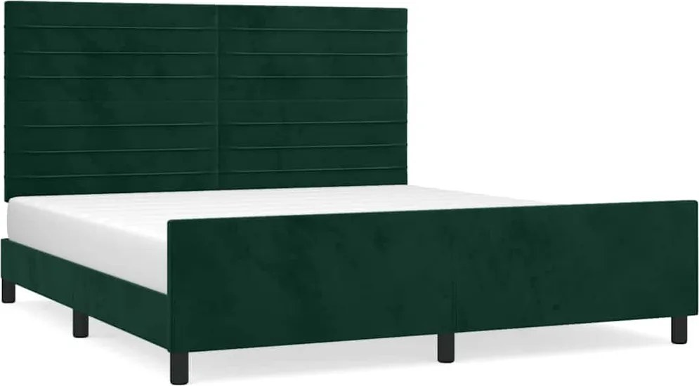 vidaXL sötétzöld bársony ágykeret matrac nélkül 160x200 cm