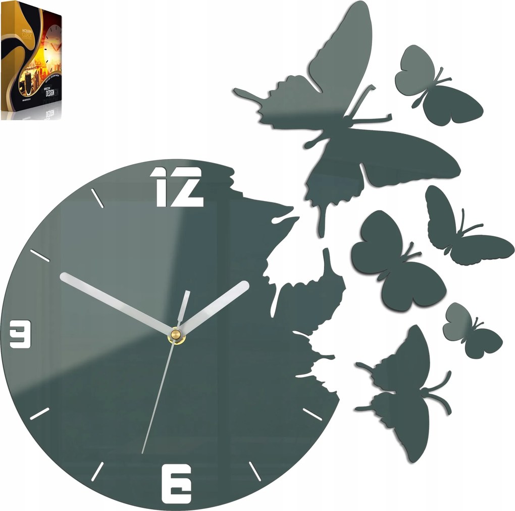 Pillangók Szürke falióra 7 Pillangó Hatás Diy