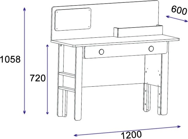 Valerin íróasztal, atlanti fenyő-antracit, 120 cm