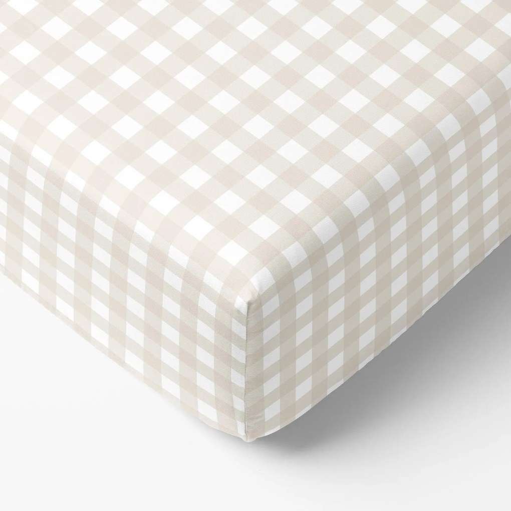 Goldea pamut körgumis lepedő - latté kockás 200 x 200 cm