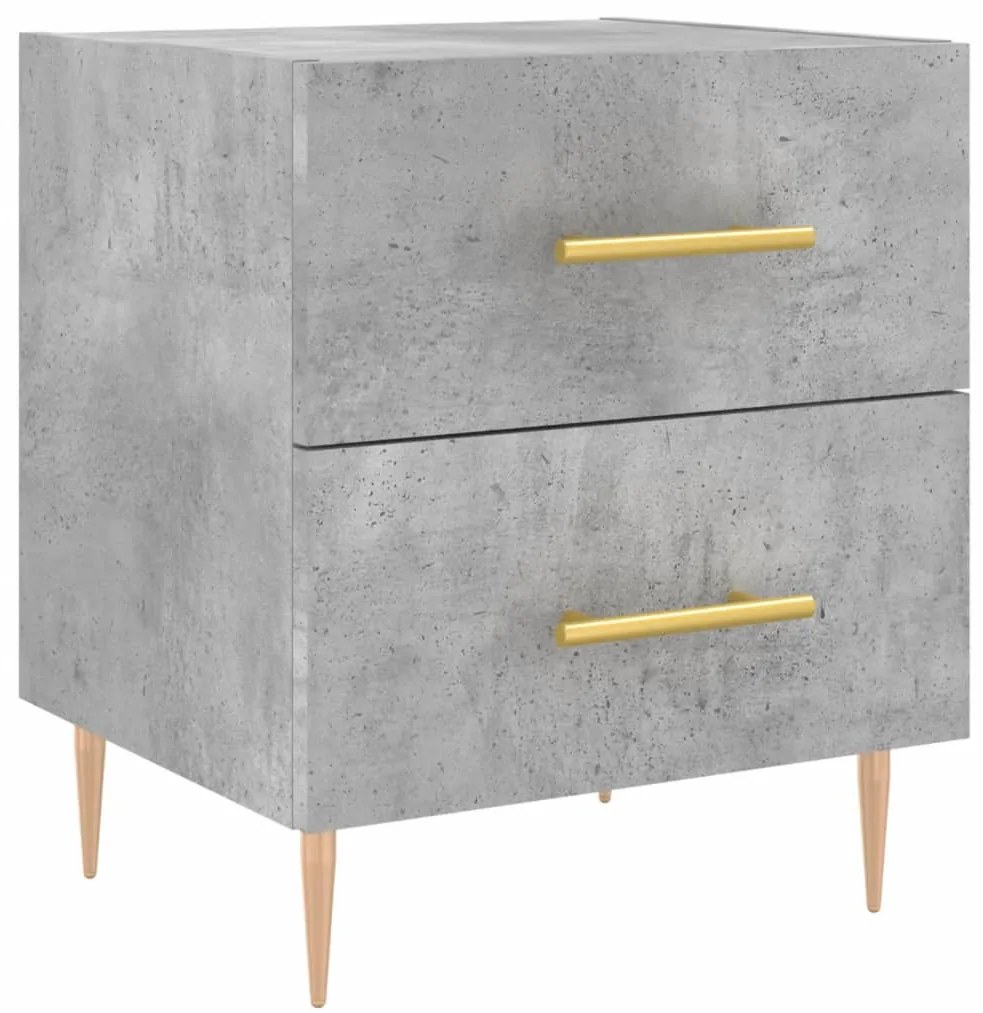 2 db betonszürke szerelt fa éjjeliszekrény 40 x 35 x 47,5 cm