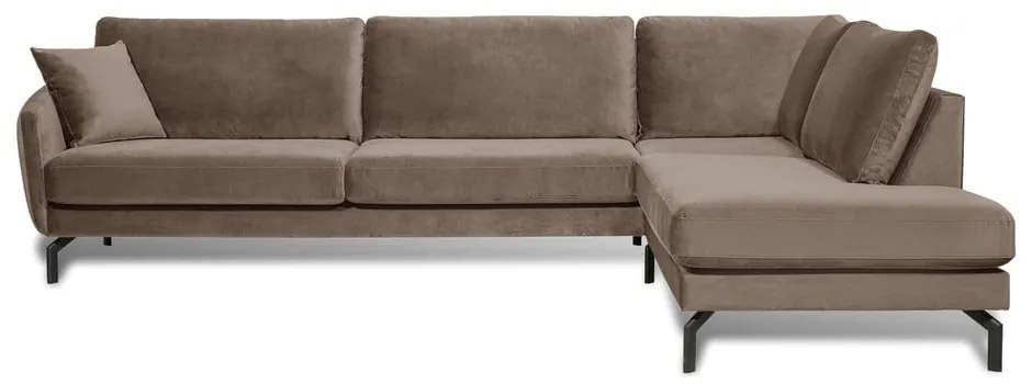 Magic barnásbézs bársony sarokkanapé, jobb oldali - Scandic