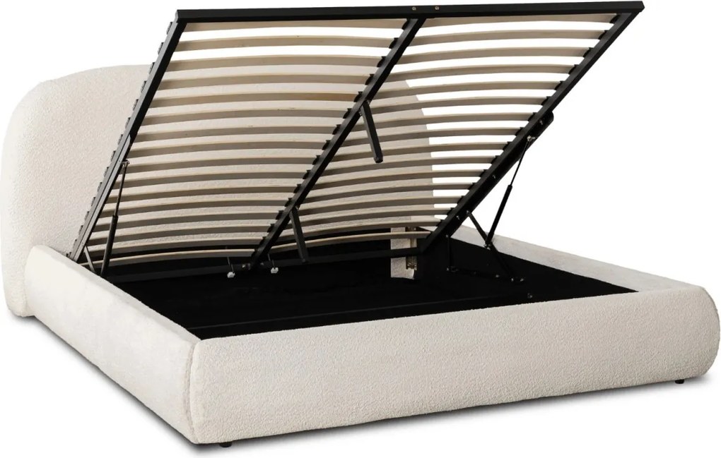 ROSSO ágy 160x200, krém boucle, ágyneműtartóval