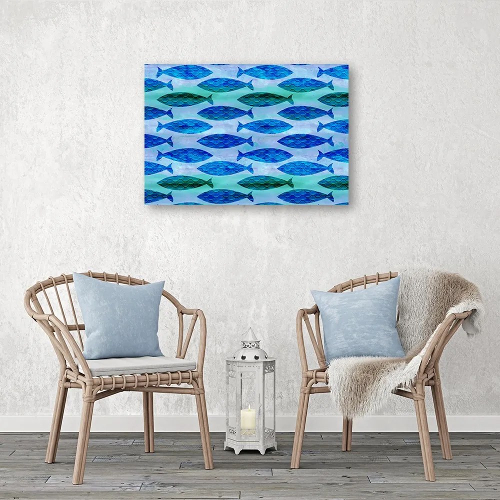 Gario Vászonkép Kék halraj - Andrea Haase Méret: 120 x 80 cm