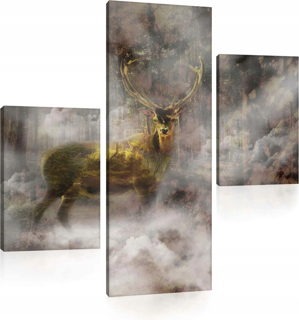 Vászonkép 80x80 Szarvas köd misztikus vad természet rejtély erdő fantázia