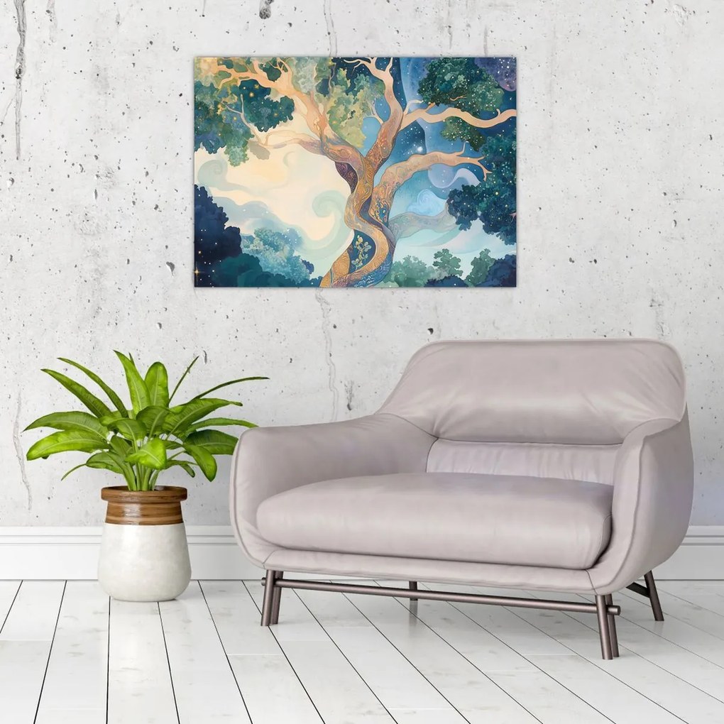 Üveg kép – Kozmikus fa (70x50 cm)