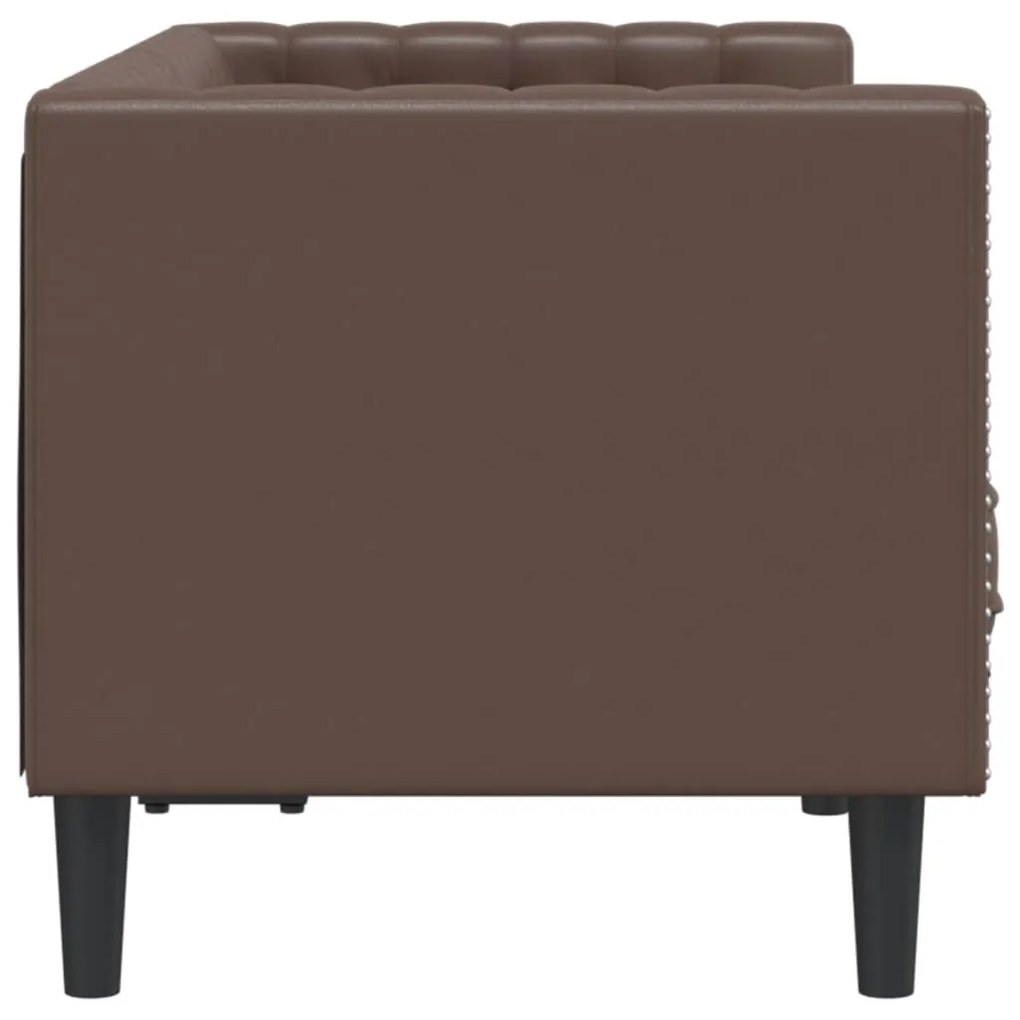 2 személyes barna műbőr Chesterfield kanapé