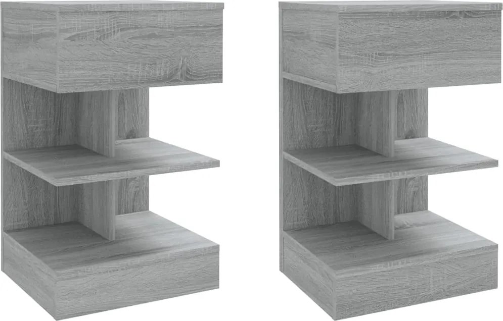 vidaXL 2 db szürke sonoma színű szerelt fa éjjeliszekrény 40x35x65 cm