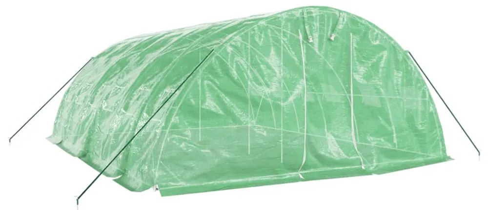 zöld acélvázas melegház 30 m² 6 x 5 x 2,3 m