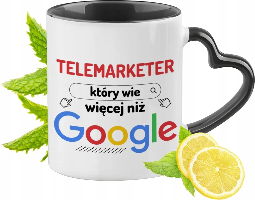 Telemarketingeseknek Fekete Bögre Szív Alakú Füllel Ajándék