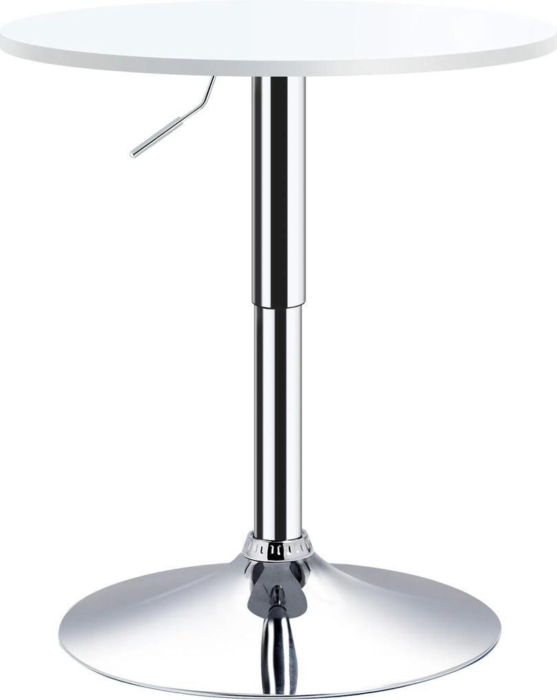 HOMCOM Magasságban Állítható Bárasztal Kerek Csúszásmentes Alappal Konyhai Étkezőhöz Ø60x69-93 cm Fehér | Aosom