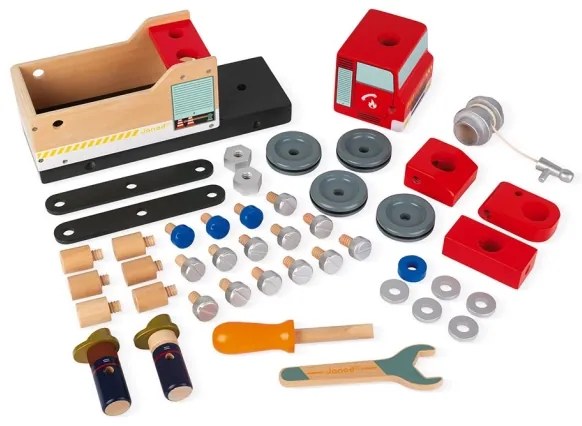 Janod - BRICOKIDS fa tűzoltóautó építőjáték