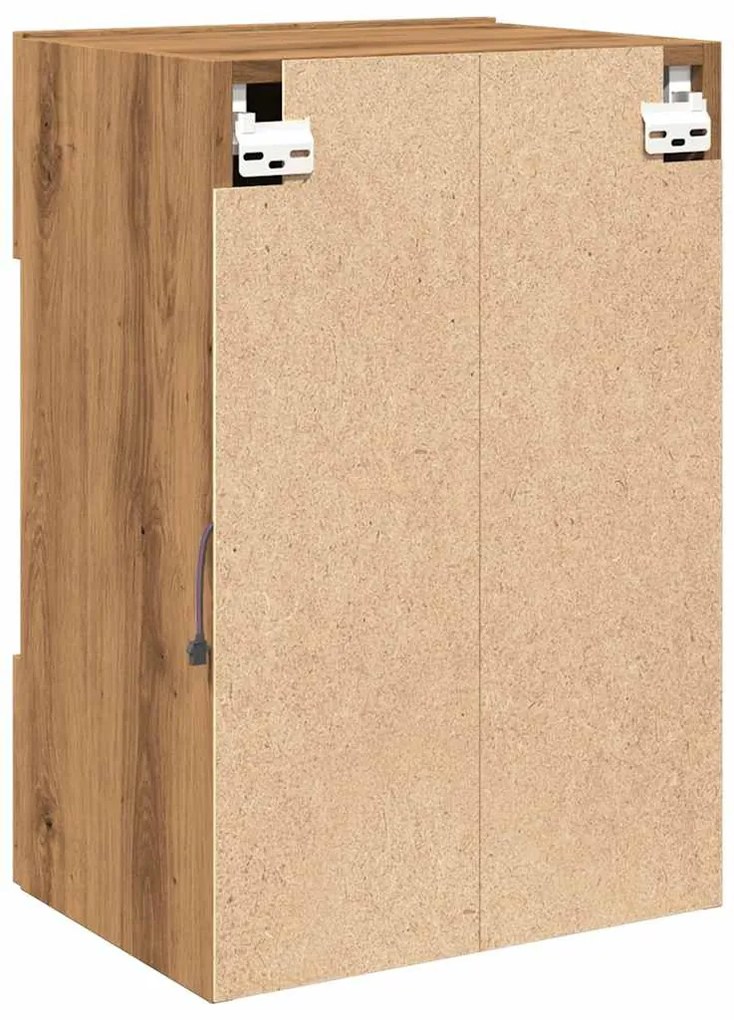 2 db kézműves tölgy színű fali szekrények LED világítással TV-hez 40x30x60,5cm