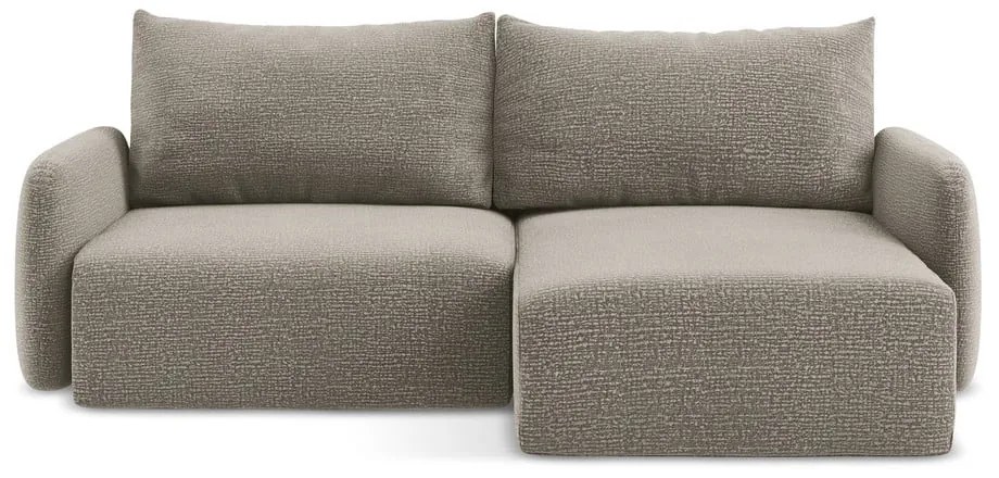 Bézs kinyitható-tárolóhelyes sarokkanapé (jobb oldali) Kalena – Makamii