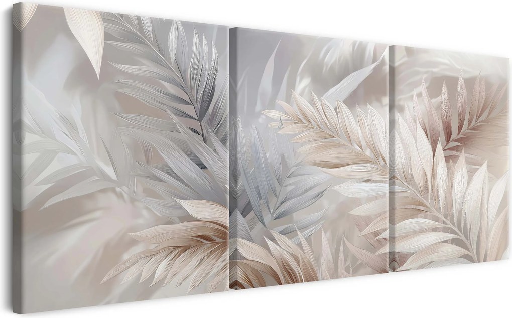 Faliképek Levelek Boho Skandináv triptichon Bézs Természet 90x180