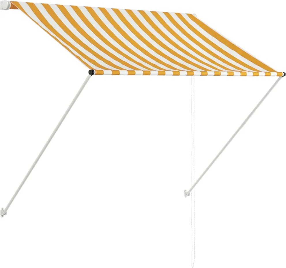 vidaXL feltekerhető sárga és fehér napellenző 100 x 150 cm