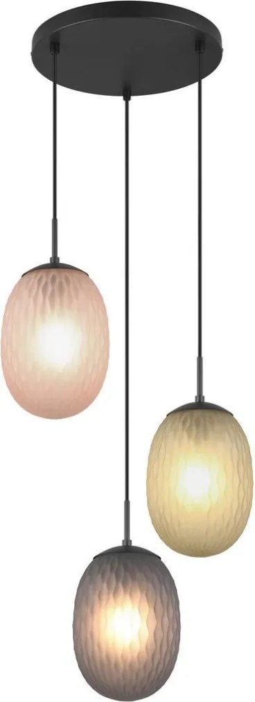 TRIO 364230317 FACETTE Többágú Függesztett Lámpa Fekete E27 IP20