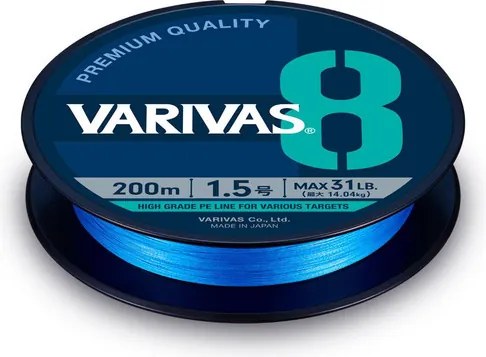 VARIVAS PE 8 BLUE EDITION 150m #0.8 0.148mm 16lb Fluo Ocean Blue