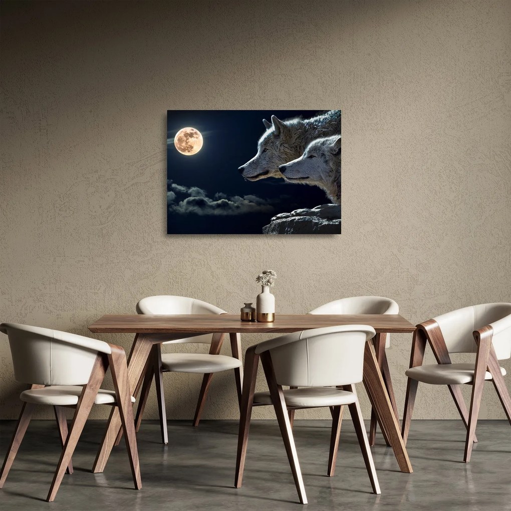 Farkas üvöltés a holdra képe (üvegen) (70x50 cm)